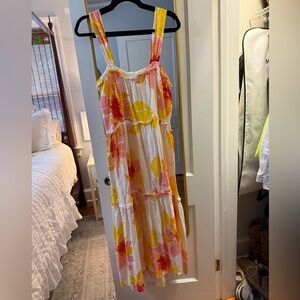Free People Pink and Yellow Floral Maxi Dress